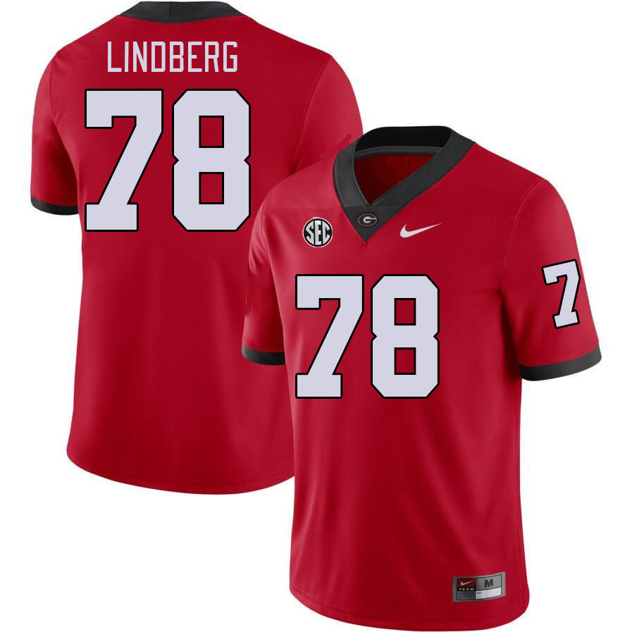 Men #78 Chad Lindberg Georgia Bulldogs College Football Jerseys Stitched-Red